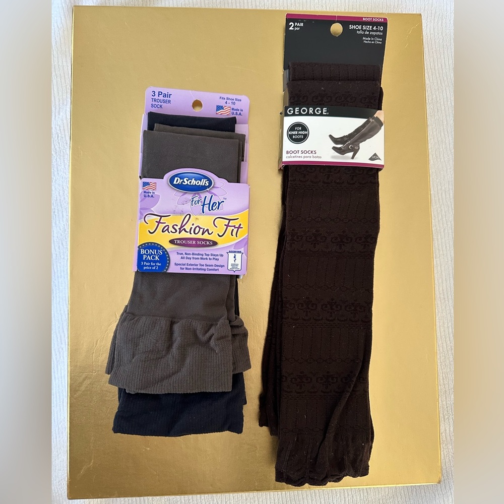 2 sets of Dr. Scholl’s Trouser Socks and George Knee High Boot Socks